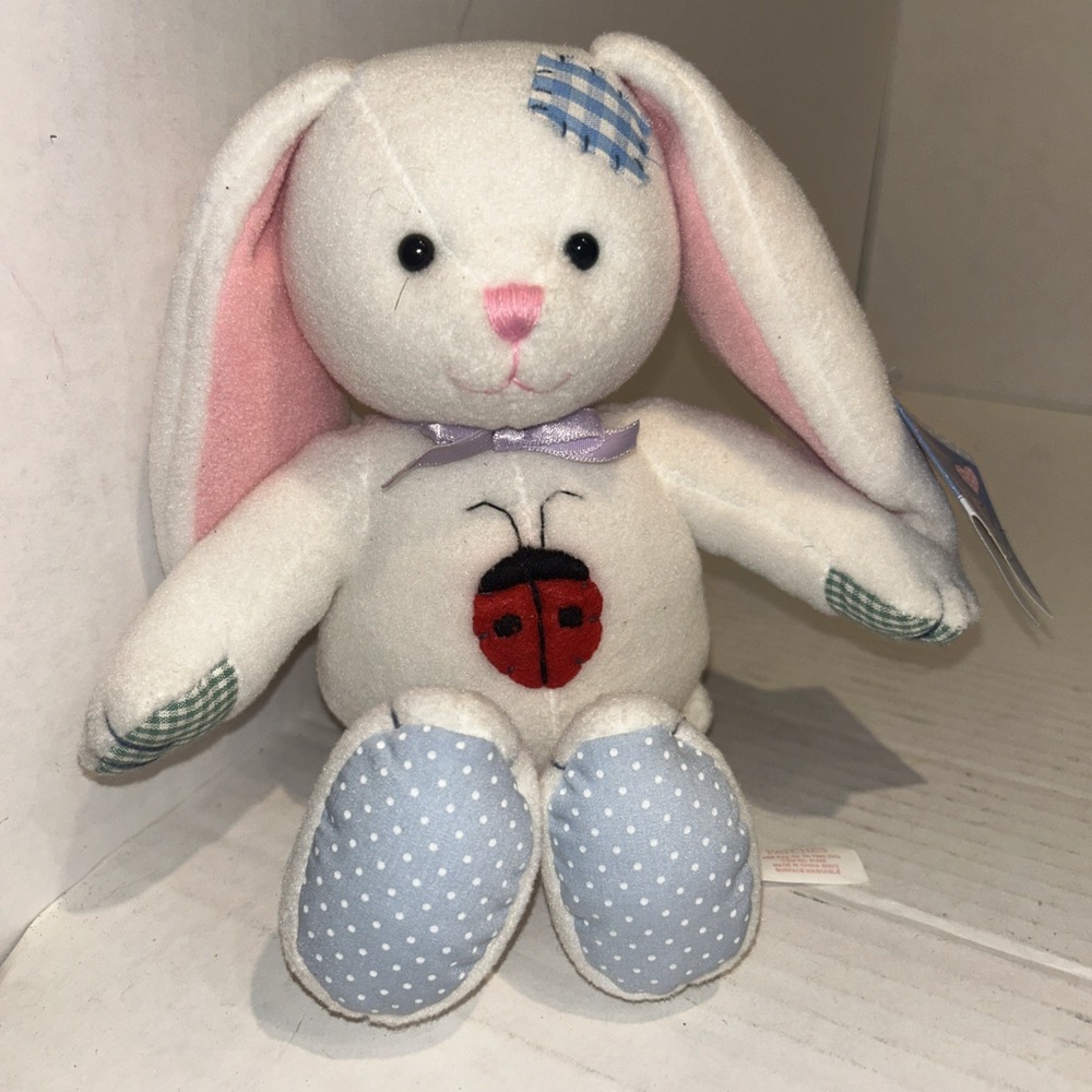 Plush Bunny Rabbit Papel Giftware "Patches" With Ladybug P2